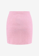 Self-Portrait Jewel-Buttoned Rib Knit Mini Skirt Pink PF24128SK_PINK