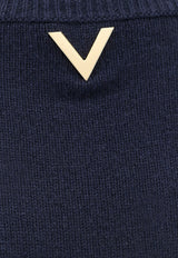 Valentino V Detail Cashmere Sweater Blue 5B3KC58B8NW_598