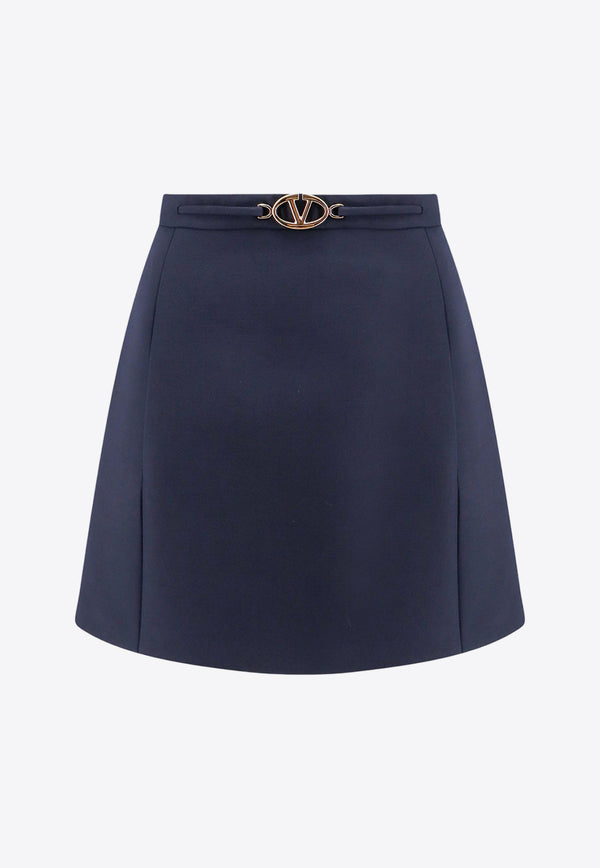 Valentino VLogo Silk-Blend Mini Skirt Blue 5B3RABK01CF_598
