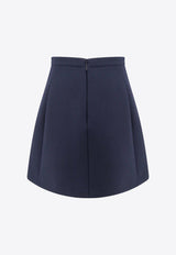 Valentino VLogo Silk-Blend Mini Skirt Blue 5B3RABK01CF_598