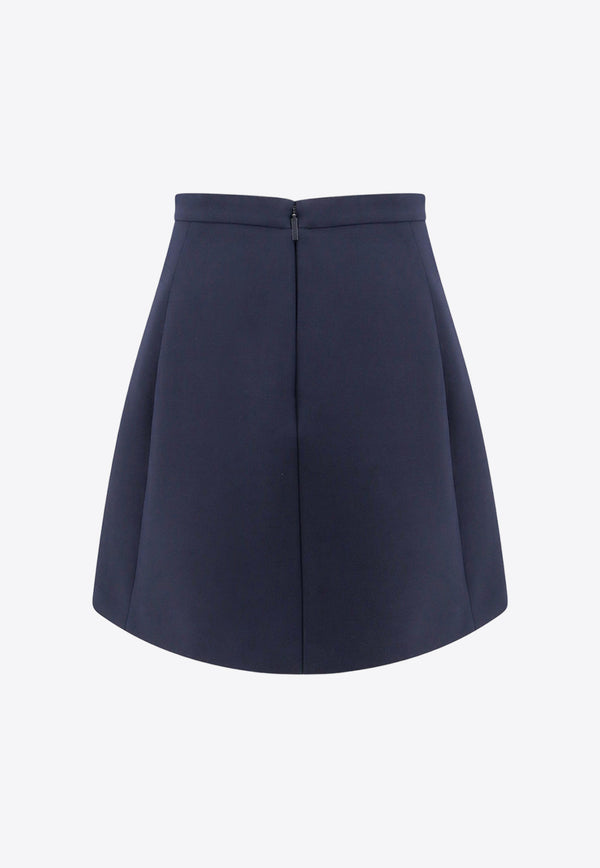 Valentino VLogo Silk-Blend Mini Skirt Blue 5B3RABK01CF_598