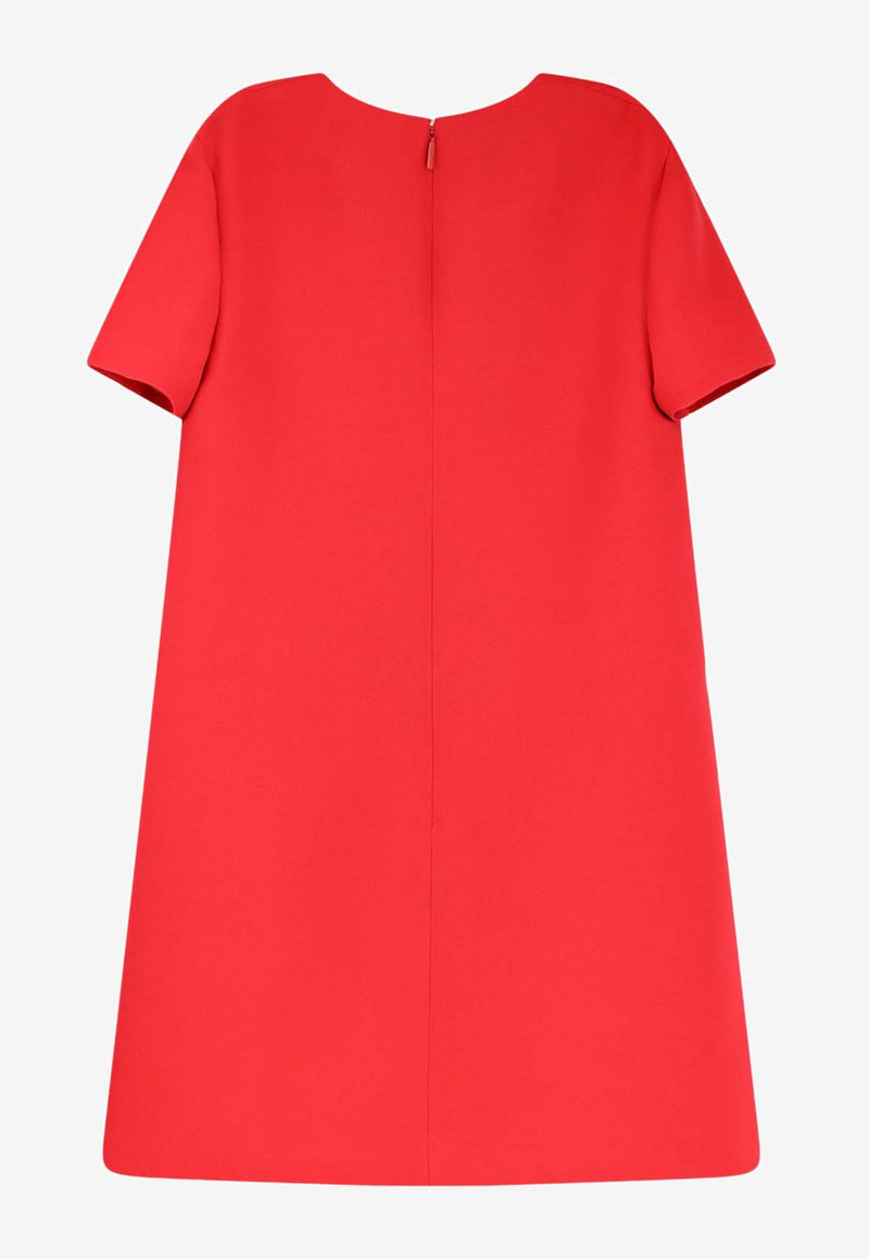 Valentino V Detail Wool Silk Dress  Red 5B3VA7U01CF_157