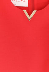 Valentino V Detail Wool Silk Dress  Red 5B3VA7U01CF_157