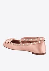 Valentino Rockstud Satin Ballet Flats Pink 5W2S0HB6SWH_GF9