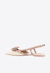 Valentino Rockstud Bow Slingback Flats in Patent Leather Beige 5W2S0IQ2TZE_C34