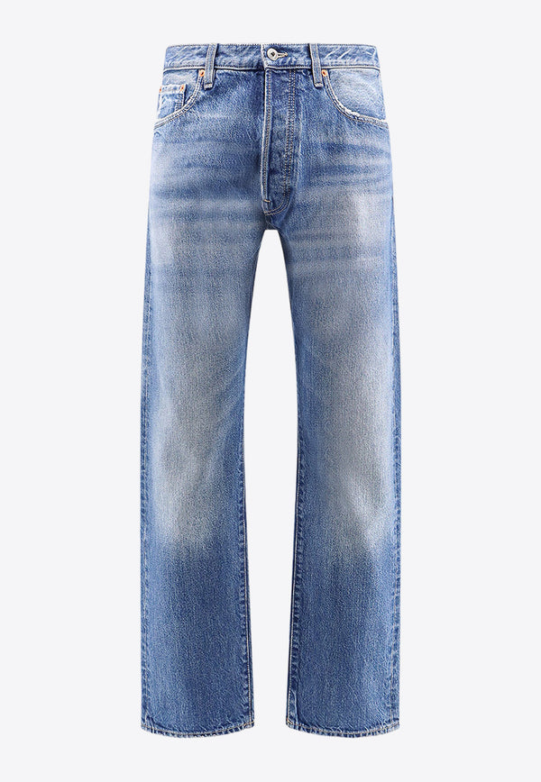 Valentino V Detail Straight-Leg Jeans Blue 5V3DE03RAA6_558