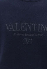 Valentino Embroidered Logo Wool Sweater Blue 5V3KC30AACF_598