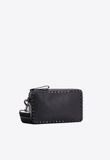 Valentino Rockstud Grained Leather Messenger Bag Black 5Y2B0704CWB_0NO