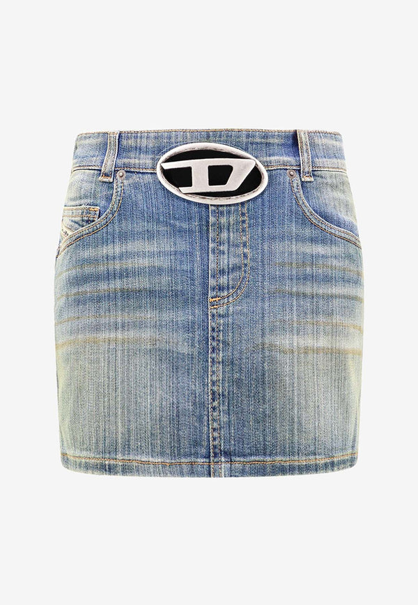 Diesel Oval-D Logo Denim Mini Skirt Blue A114550CBCX_01