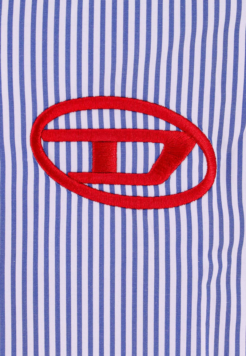 Diesel Embroidered Logo Striped Shirt Blue A146390DNAN_8EK