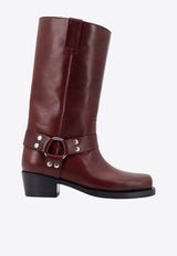 Paris Texas Roxy Mid-Calf Leather Boots Red PX662XLTVT_ROUGENOIR