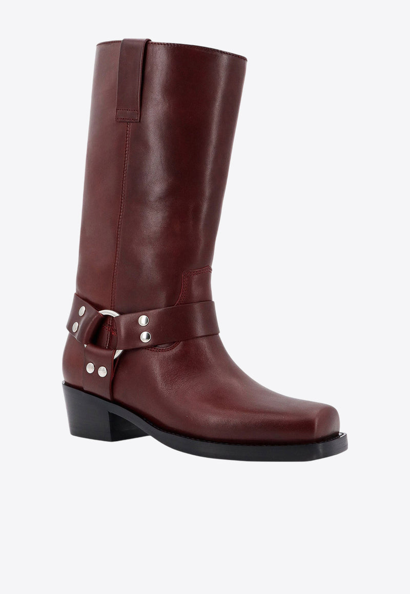 Paris Texas Roxy Mid-Calf Leather Boots Red PX662XLTVT_ROUGENOIR