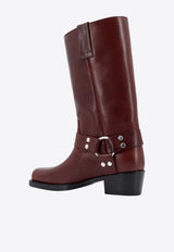 Paris Texas Roxy Mid-Calf Leather Boots Red PX662XLTVT_ROUGENOIR