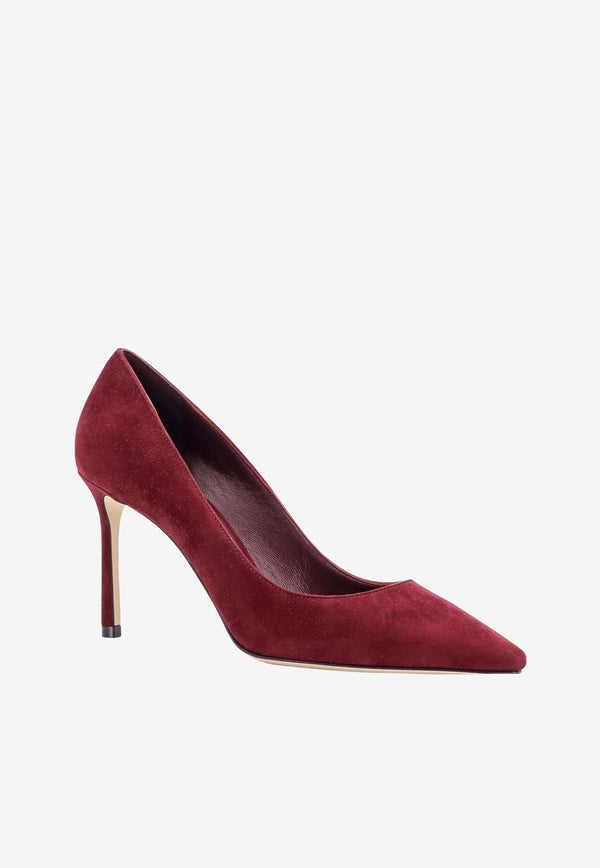 Jimmy Choo Romy 85 Suede Pumps Burgundy ROMY85KDU_GARNET