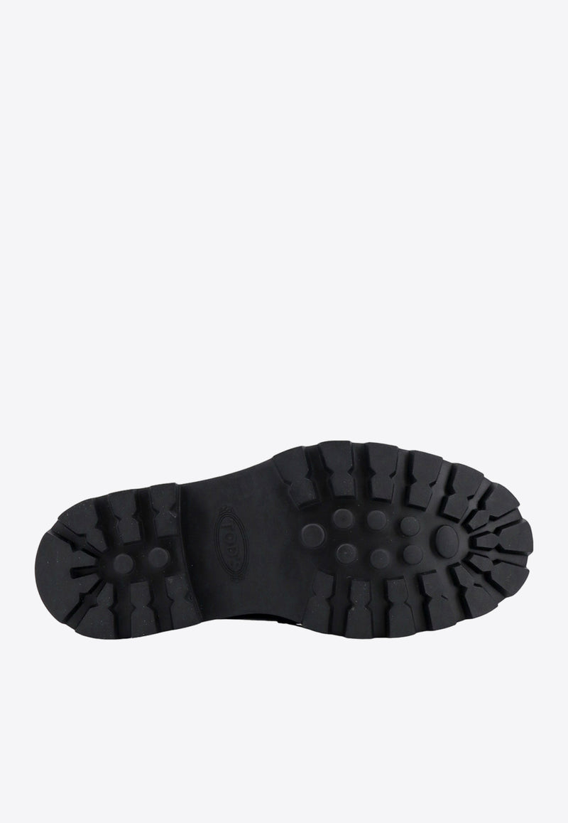 Tod's Fringed Semi-Shiny Leather Loafers Black XXW08J0GF80SHA_B999