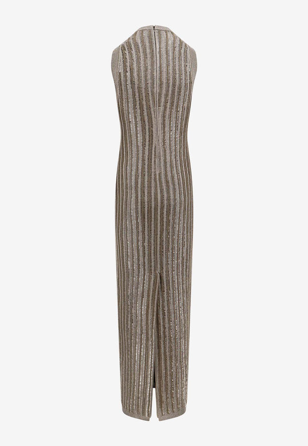 Tom Ford Slinky Wool-Blend Ribbed Maxi Dress Green ACK524YAX749_FG181