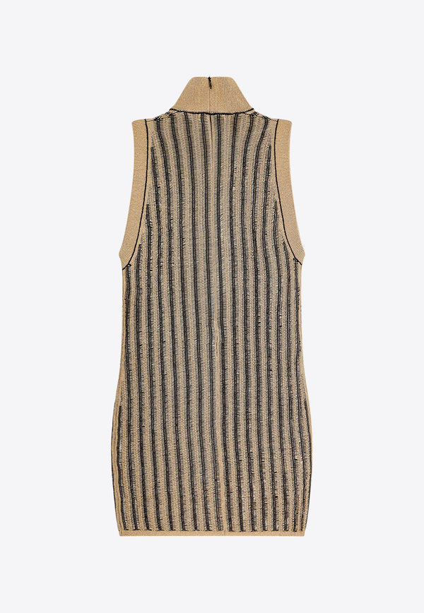 Tom Ford High-Neck Ribbed Mini Dress Gold ACK527YAX749_XLBGO