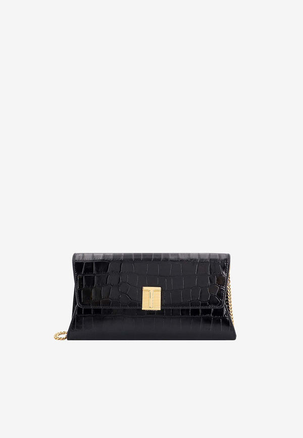 Tom Ford Nobile Pochette Clutch in Croc-Embossed Leather Black L1736LCL403X_1N001