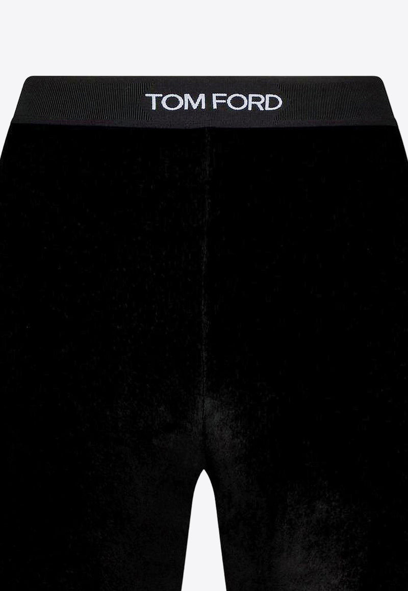 Tom Ford Logo Waistband Velvet Leggings Black PAJ121JEX065_LB999
