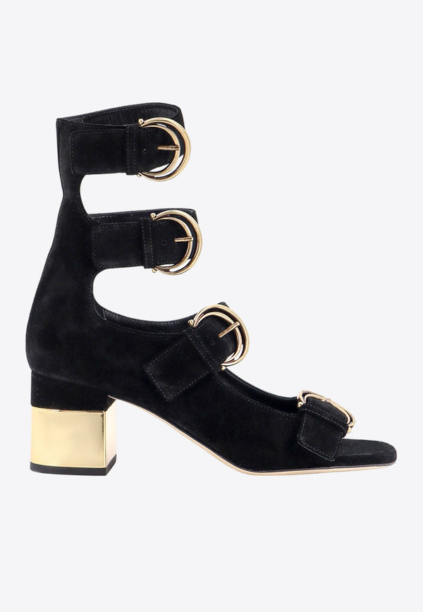 Chloé Alizè 65 Suede Gladiator Sandals Black C24A03FLZ_001