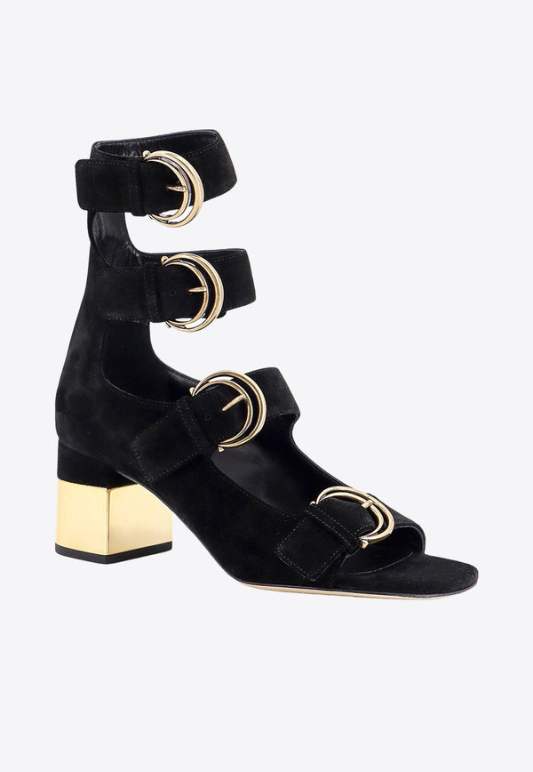 Chloé Alizè 65 Suede Gladiator Sandals Black C24A03FLZ_001