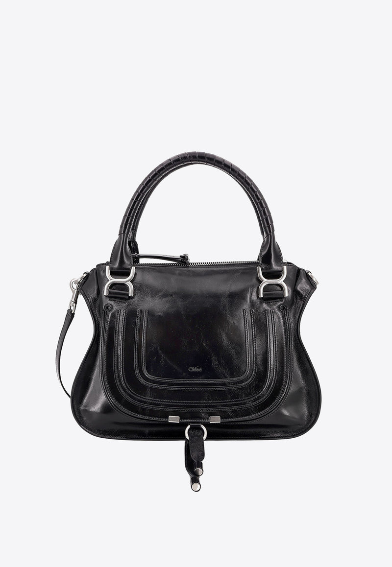 Chloé Marcie Shiny Leather Top Handle Bag Black C24AS660N90_001