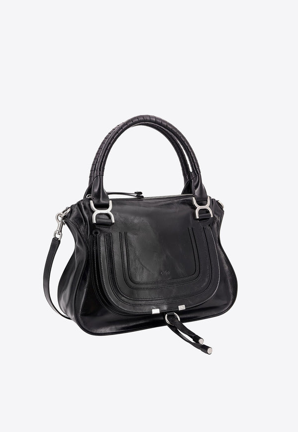 Chloé Marcie Shiny Leather Top Handle Bag Black C24AS660N90_001