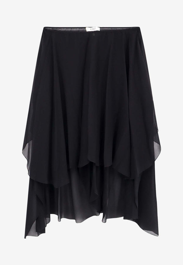 Chloé Ruffled Silk Shorts Black 24ASH11002_001