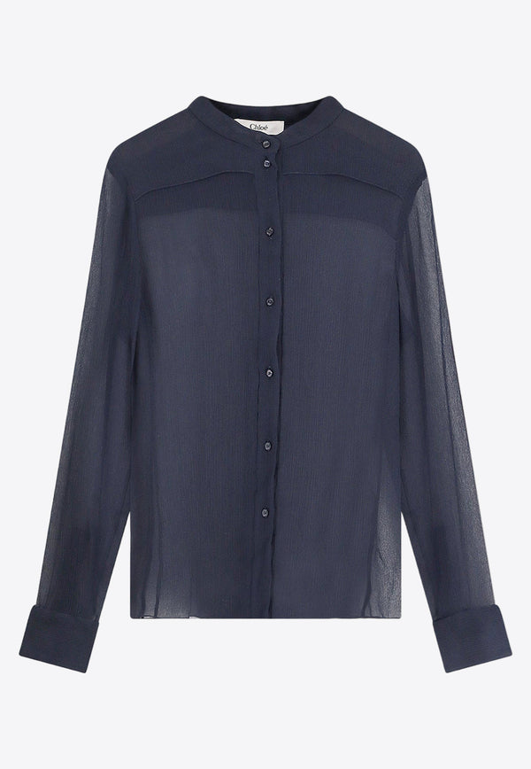 Chloé Transparent Silk Shirt Blue C24AHT11006_48Q