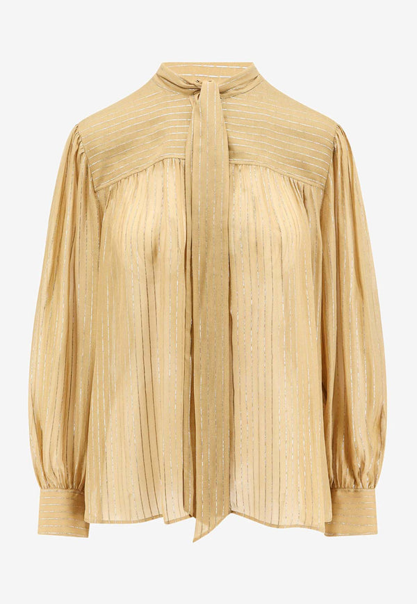 Chloé Lurex Silk Blouse Beige C24AHT7001_736