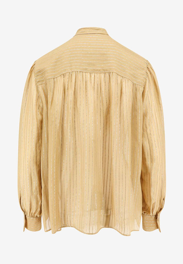 Chloé Lurex Silk Blouse Beige C24AHT7001_736