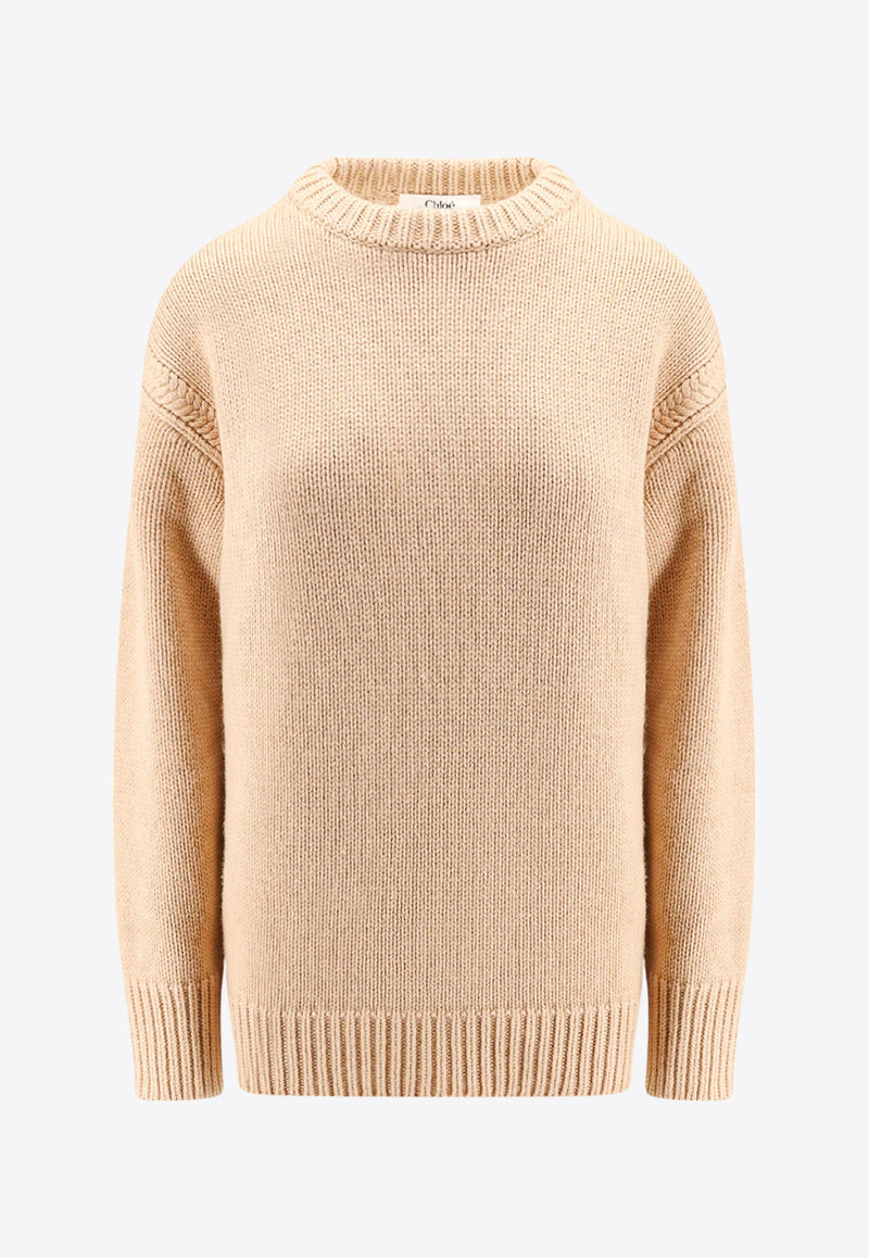 Chloé Oversized Cashmere-Blend Sweater Beige C24AMP48520_6H2