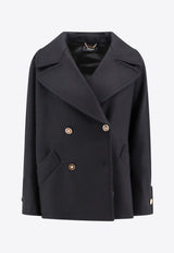 Versace Double-Breasted Wool Coat Black 10136321A01597_1B000