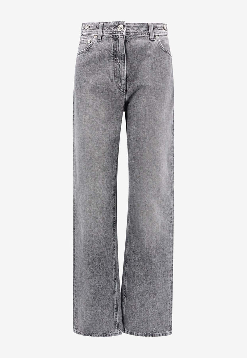 Versace High-Waist Straight-Leg Jeans Gray 10115191A11547_1D280
