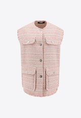 Versace Medusa Frayed Tweed Waistcoat Pink 10153721A11546_2PT60