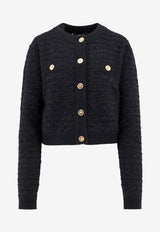 Versace Tweed Bouclé Wool Cardigan Black 10113581A11290_1B000