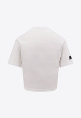 Versace Logo Print Safety Pin Cropped T-shirt White 10113311A09120_2W020