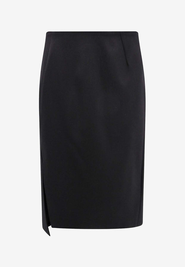 Versace Asymmetric Pencil Wool Skirt Black 10157041A04649_1B000