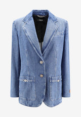 Versace Single-Breasted Denim Blazer Blue 10162721A07079_1D030