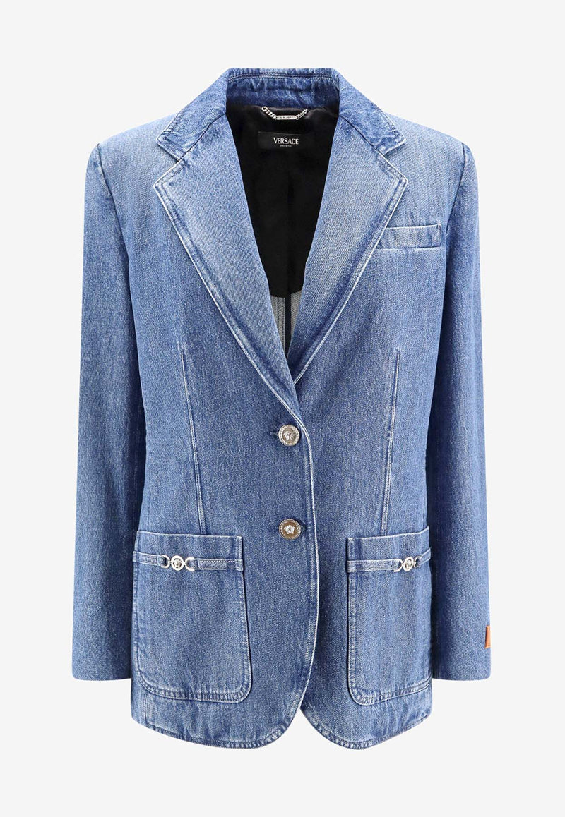 Versace Single-Breasted Denim Blazer Blue 10162721A07079_1D030