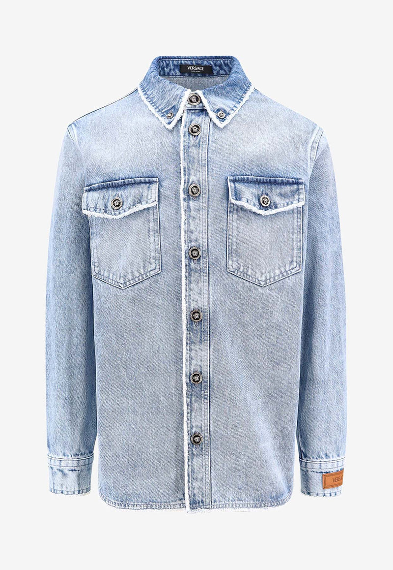 Versace La Medusa Denim Shirt Blue 10161081A11281_1D380