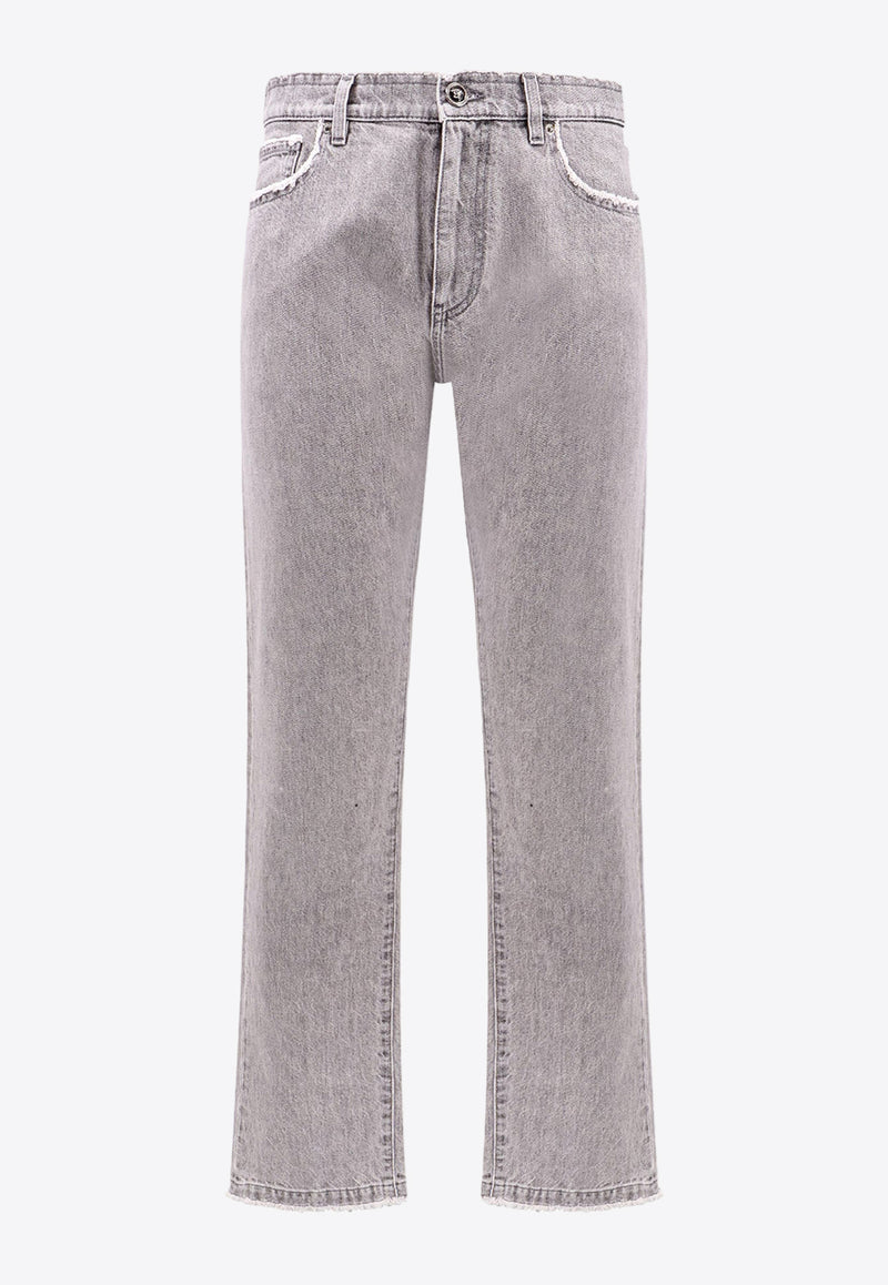 Versace Straight-Leg Frayed Jeans Gray 10161061A11098_1D280