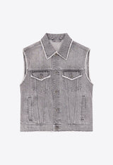 Versace Frayed Denim Vest Gray 10161051A11272_1D280