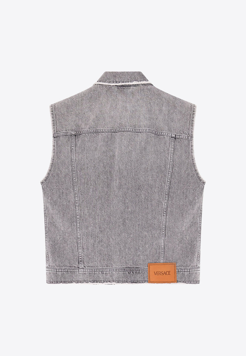 Versace Frayed Denim Vest Gray 10161051A11272_1D280