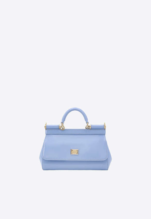 Dolce & Gabbana Small Sicily Patent Leather Top Handle Bag Blue BB7116A1037_80789