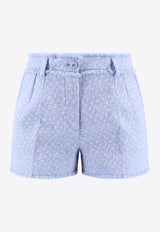 Dolce & Gabbana Raschel Tweed Wool-Blend Shorts Light Blue FTC2PTHUMUA_F3981