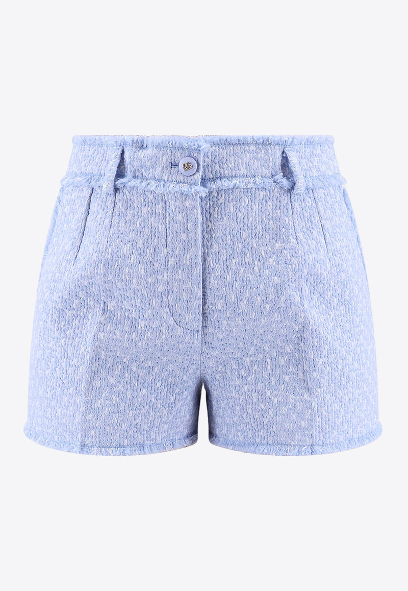 Dolce & Gabbana Raschel Tweed Wool-Blend Shorts Light Blue FTC2PTHUMUA_F3981