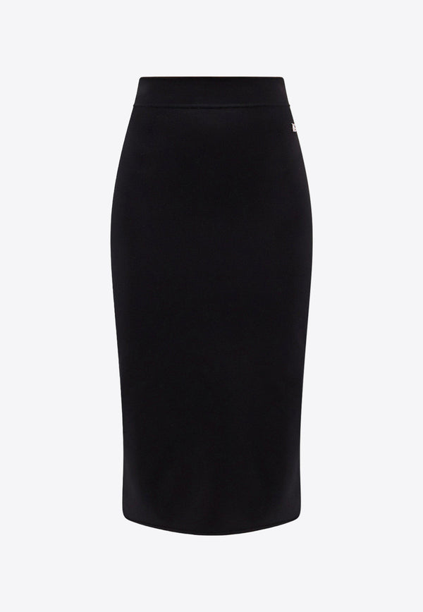 Dolce & Gabbana Logo Plaque Midi Pencil Skirt Black FXO10TJFMEX_N0000