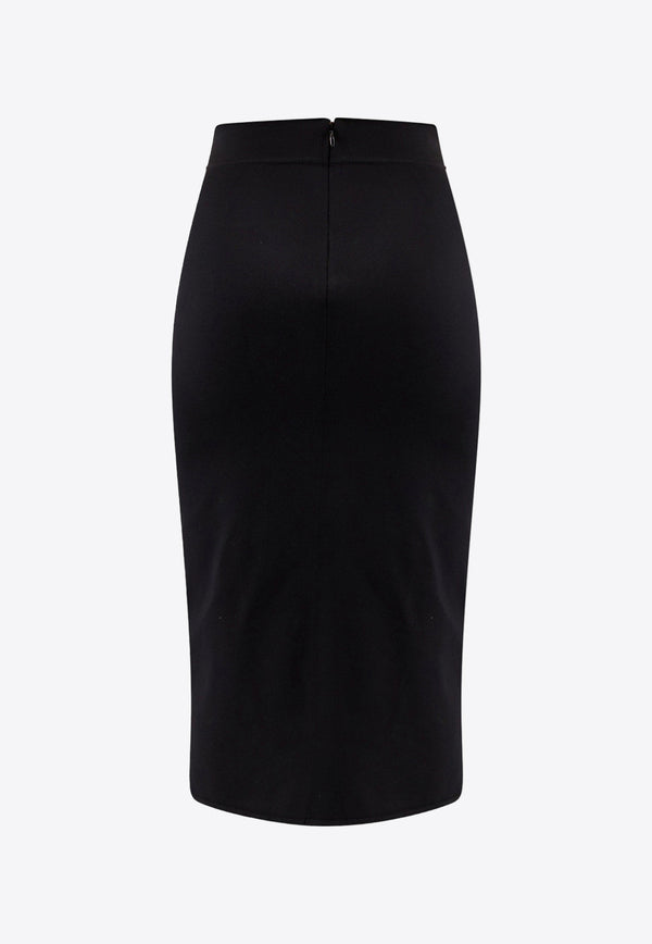 Dolce & Gabbana Logo Plaque Midi Pencil Skirt Black FXO10TJFMEX_N0000