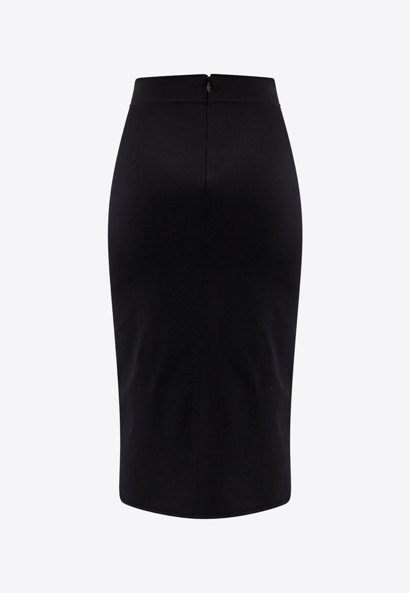 Dolce & Gabbana Logo Plaque Midi Pencil Skirt Black FXO10TJFMEX_N0000